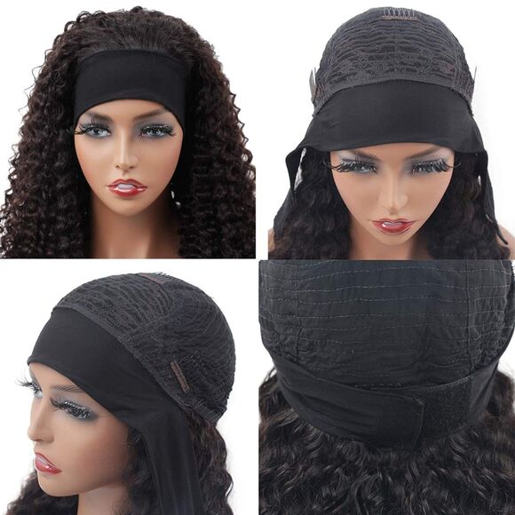 abigailandbleu Headband Wig Human Hair Deep Wave 16 Inch Curly Headband Wig main image 4